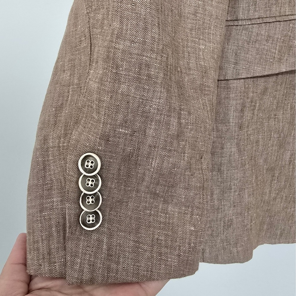 Marc Martin New York 100% Linen Blazer Mens 42R Tan Natural Fibers Preppy Resort - Picture 4 of 15